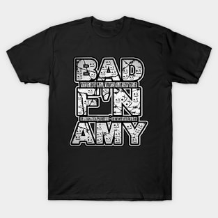 BAD AMY ''BAD F'N AMY'' (ECW PARODY) BLACK N WHITE (NEGATIVE) T-Shirt